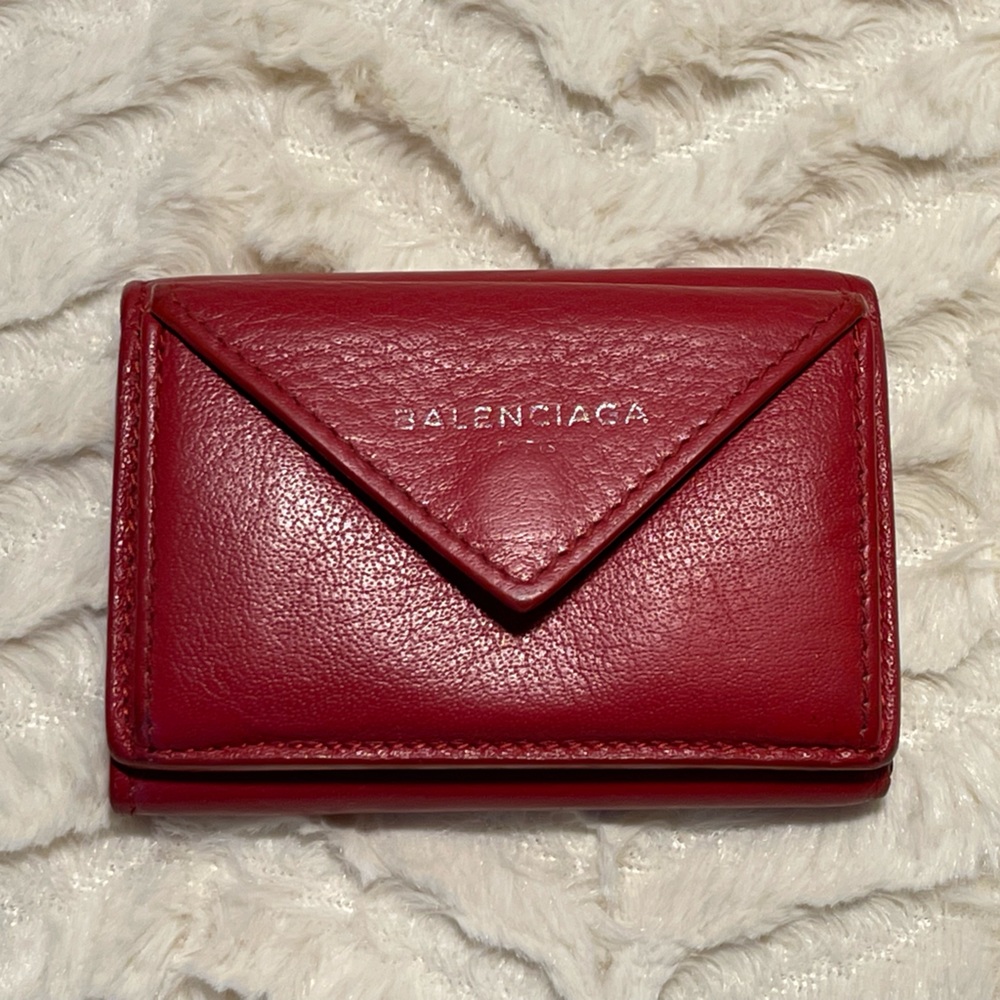 Authentic Balenciaga Mini Papier Red Wallet